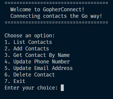 Gopher Connect menu screenshot